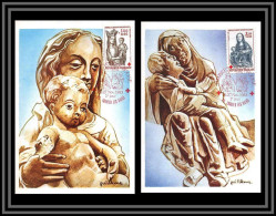 48757 N°2295/2296 Croix Rouge Red Cross Virge Virgin 1983 France Carte Maximum (card) Fdc édition CEF  - Rotes Kreuz