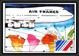 48743 N°2278 Compagnie Air France Aviation Avion Plane 1983 France Carte Maximum (card) Fdc édition CEF  - Flugzeuge