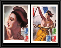 48705 N°2219/2221 Liberté De Delacroix 1982 France Carte Maximum (card) Fdc édition CEF  - 1982-1990 Liberty Of Gandon