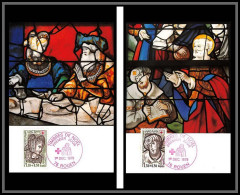 48675 N°2070/2071 Vitraux église Rouen Church Croix Rouge Red Cross 1979 France Carte Maximum (card) Fdc - 1970-1979