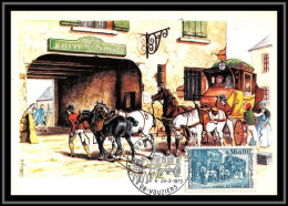 48614 N°1749 Journée Du Timbre 1973 Diligence Chevaux Horses Vouziers 1973 France Carte Maximum (card) Fdc édition CEF  - 1970-1979