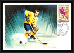 48446 N°1544 Jeux Olympiques Olympic Games Grenoble 1968 Hockey France Carte Maximum (card) Fdc édition Cef  - 1960-1969