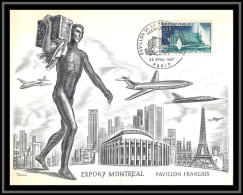 48406 N°1519 Exposition Universelle Montréal Canada Pavillon Français 1967 France Carte Maximum Fdc Munier Decaris  - 1967 – Montreal (Canada)