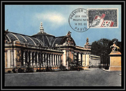 48310 N°1403 Exposition Philatélique PHILATEC 64 Paris Grand Palais 1963 France Carte Maximum Fdc édition Combier  - 1960-1969