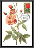 48287 N°1356 Roses Fleur Flower 1962 France Carte Maximum (card) Fdc édition Hazan  - Rozen