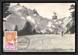 48237 N°1306 Le Mont-Dore Puy-de-Dome Téléphérique Sancy Cable Car 1961 France Carte Maximum Fdc édition Combier  - 1960-1969