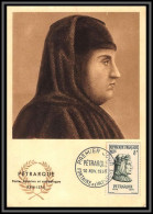 48098 N°1082 Pétrarque Poète Italien Poet Italy 1956 France Carte Maximum (card) Fdc édition Bourgogne  - 1950-1959