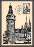 48063 N°1025 Tour De L'Horloge Jacquemart De Moulins Allier 1955 France Carte Maximum (card) Fdc édition Combier - 1950-1959