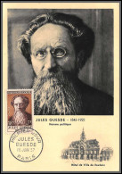 56130 N°1113 Jules Guesde Homme Politique 1957 Lot De 2 Cad France Carte Maximum (card) Fdc édition Bourgogne  - 1950-1959