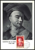 56106 N°1110 Quentin De La Tour Peintre Tableau (Painting) 1957 France Carte Maximum (card) Fdc édition MF  - 1950-1959