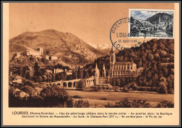 56047 N°976 Série Touristique Lourdes 1954 France Carte Maximum (card) Fdc édition Bourgogne  - 1950-1959