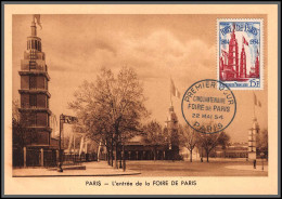 56042 N°975 Foire De Paris Porte De Versailles France 1952 Carte Maximum (card) Fdc édition Bourgogne B1  - 1950-1959