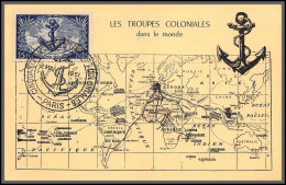 56012 N°889 Troupes Coloniales Ancre Marine 1951 France Carte Maximum (card) Fdc édition PG E1  - 1950-1959