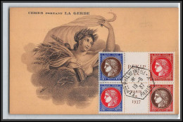 49957 N°348/351 Cérès De Barre Pexip 19/6/1937 Cérès Portant La Gerbe France A1 RRR édition Carte Maximum - 1940-1949