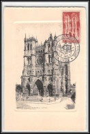 49903 N°665 Cathédrale Amiens (église Church) 1957 Lyon La Religion Dans Le Timbre France édition Carte Maximum (card) - 1940-1949