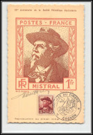 49837 N°495 Frédéric Mistral Poète Writer Ecrivain 1952 Journée Du Timbre Signé Signed France Carte Maximum (card) - 1940-1949