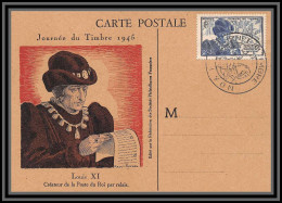 49335 N°743 Journée Du Timbre 1945 Louis XI Roi (king) Lyon 1945 Carte Foncée France Carte Maximum (card) Fdc - Journée Du Timbre