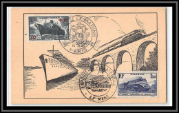 49289 N°340 + 502 Paquebot Pasteur Salon Marine 1943 Chemin De Fer Train Locomotive France Carte Maximum Pont Bridge - Covers & Documents