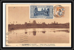 49159 Angkor Vat Ruines 1933 Cambodge Carte Maximum Vignette Label (card) Pour Issoire Puy De Dome - Kambodscha