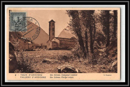 48966 N°18A Santa Coloma Clocher Roman église Church 1937 Andorre Andorra Carte Maximum (card) édition Clavérol - Brieven En Documenten