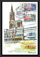 48906 Service N°77/78 France 1983 Strasbourg Palais Conseil De L'europe Carte Maximum (card) Fdc édition CEF - 1980-1989