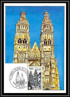 48876 N°2370 Sociétés Philatéliques Tours Cathedrale Eglise Church 1985 France Carte Maximum (card) Fdc édition CEF - Churches & Cathedrals