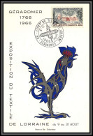 57426 N°1483 Gérardmer Exposition Textile Intégration De La Lorraine Et Barrois Leszczynski 1966 Coq France  - Commemorative Postmarks