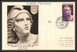 57338 N°731 Gandon 1/8/1949 Centenaire Acto Libourne France Carte Maximum Card Dijon Cote D'or - 1940-1949