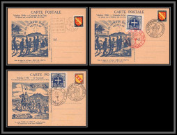 57417 N°756 Vézelay Croisade De La Paix 22/7/1946 France 3 Cartes Postale Vignette Dieu Le Veut - Covers & Documents