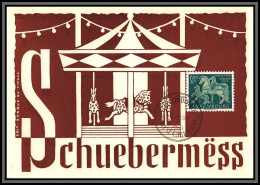 56842 N°486 Cheval Horse Schuebermess Luxembourg Carte Maximum (card) Fdc édition Fdc édition 1954 - Cartes Maximum