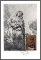 56526 Rembrandt Madonna Col Bambino Noel Christmas 1981 Aitutaki Tableau (Painting) Carte Maximum (card) - Religious