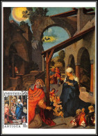 56519 Durer The Birth Of The Christ Noel Christmas 1975 Antigua Tableau (Painting) Carte Maximum édition Pallas - Religious