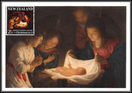 56513 L'adorazione Of The Shepherd Von Horst Christmas 1968 New Zeland Nouvelle Zelande Tableau Painting Carte Maximum - Religie