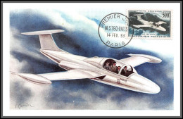 56483 PA Poste Aérienne N°35 Morane-Saulnier 760 1959 France Carte Maximum (card) Fdc édition Blondel - 1927-1959 Storia Postale