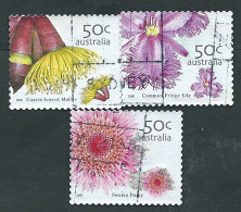 Australia, Australie, Australien 2005: Wild Flower, Coarse-leaved Mallee + Common Fringe Lily + Swamp Daisy. Used. - Andere & Zonder Classificatie