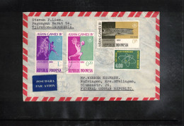 Indonesia 1962 Sport- Volleyball,Weightlifting  Interesting Airmail Letter - Indonesia