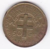 Afrique Equatoriale Française Libre, 50 Centimes 1942, En Laiton, Lec# 8 - Französisch-Äquatorialafrika