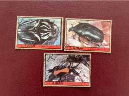Ajman 1972 3v Used Mi 2172 2177A Insectes Insect Insekt Inseto Insetto - Coléoptères