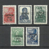 Lettland Latvia 1941 German Occupation Michel 1 - 5 * - Besetzungen 1938-45