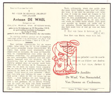 DP Antoon De Wael ° Grimbergen 1915 † Eppegem Zemst 1953 X Coleta Van Steenwinkel // Van Damme Ceulemans - Images Religieuses