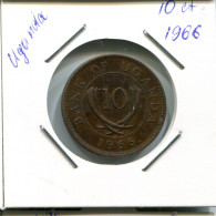 10 CENTS 1966 UGANDA Münze #AN698.D.A - Oeganda