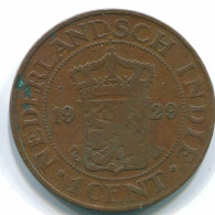 1 CENT 1929 NIEDERLANDE OSTINDIEN INDONESISCH Copper Koloniale Münze #S10107.D.A - Dutch East Indies