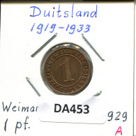 1 RENTENPFENNIG 1929 A ALEMANIA Moneda GERMANY #DA453.2.E.A - 1 Renten- & 1 Reichspfennig