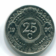 25 CENTS 1990 ANTILLES NÉERLANDAISES Nickel Colonial Pièce #S11275.F.A - Netherlands Antilles