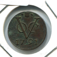 1791 UTRECHT VOC DUIT IINDES NÉERLANDAIS NETHERLANDS NEW YORK COLONIAL PENNY #VOC1761.10.F.A - Indes Néerlandaises