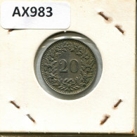 20 RAPPEN 1953 B SWITZERLAND Coin #AX983.3.U.A - Other & Unclassified