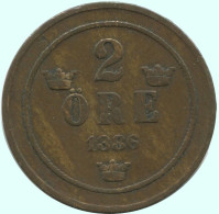 2 ORE 1886 SWEDEN Coin #AC923.2.U.A - Svezia