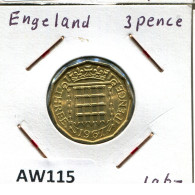 THREEPENCE 1967 UK GROßBRITANNIEN GREAT BRITAIN Münze #AW115.D.A - F. 3 Pence