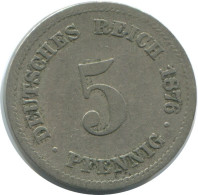 5 PFENNIG 1876 D DEUTSCHLAND Münze GERMANY #AE620.D.A - 5 Pfennig