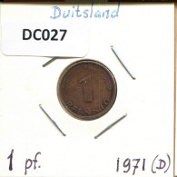 1 PFENNIG 1971 D BRD ALLEMAGNE Pièce GERMANY #DC027.F.A - 1 Pfennig